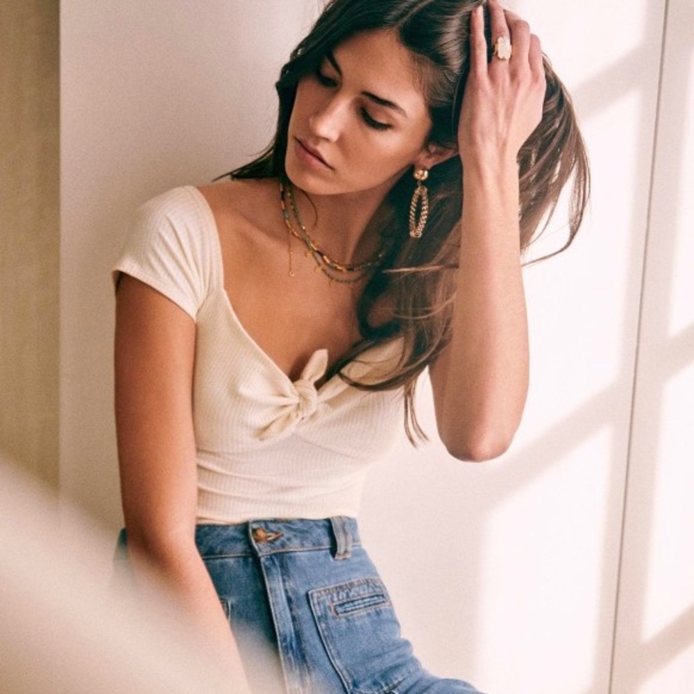 Sezane top in cream color